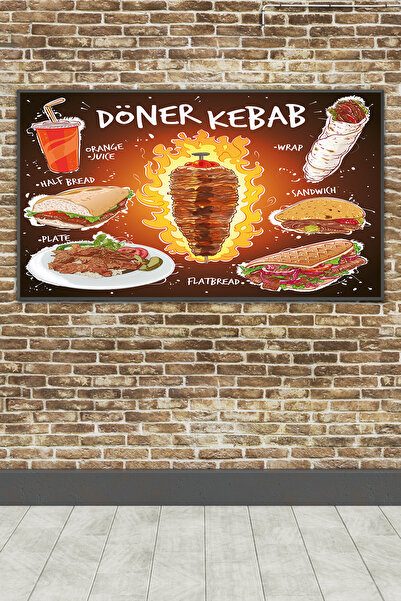 poster marketi Kendinden Yapışkanlı Döner Kebab Menü Duvar Kağıdı
