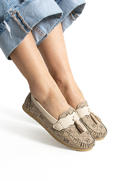 Hepici Γυναικεία παπούτσια μπαλαρίνας σε μπεζ σχέδιο, καθημερινά με φούντες, ...