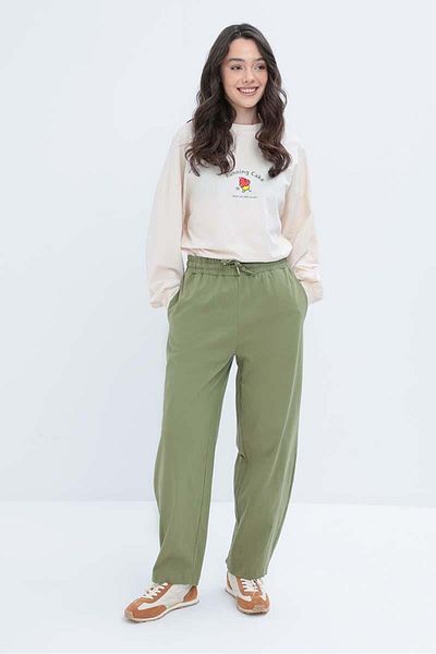 ALLDAY Pantaloni slouchy cu talie elastică kaki