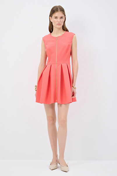 adL Fermuar Detaylı Kolsuz Elbise