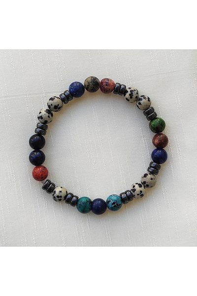 ByKolyeucum 8 mm Colorful Ceyt and Quail Jasper Stone Natural Gemstone Bracelet
