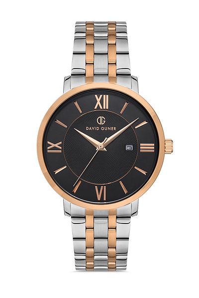 DAVID GUNER Rose White Coated Black Dial Men's Wristwatch Dg-8277Ga-E2