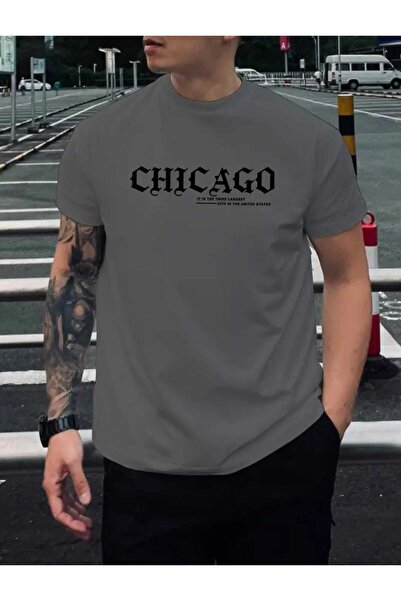 Forneus CHICAGO Baskılı Erkek Rahat Spor Kısa Kollu Forneus T-shırt,Yaz Açık ...