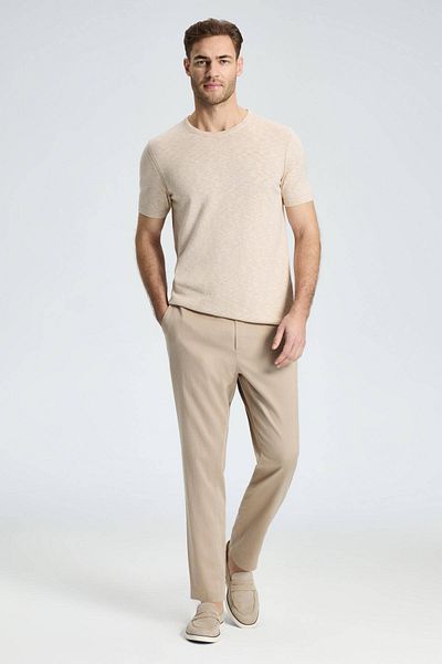 Hemington Crew Neck Pure Cotton Light Beige T-Shirt
