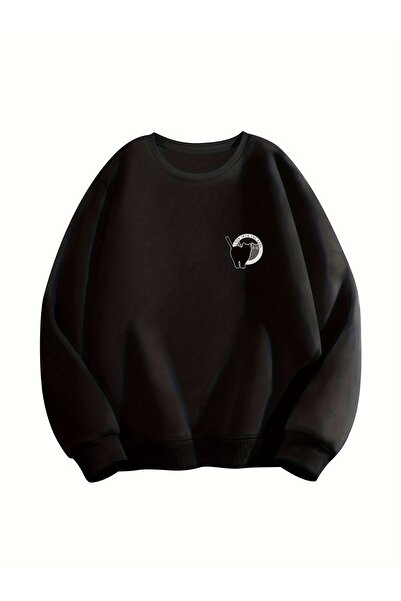 Lider Leather Hanorac imprimat cu guler rotund – Design confortabil și elegant