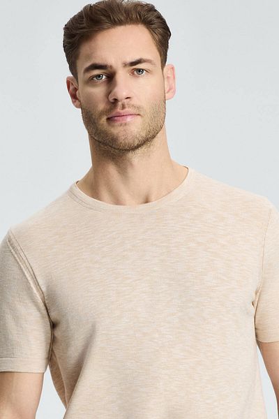 Hemington Crew Neck Pure Cotton Light Beige T-Shirt