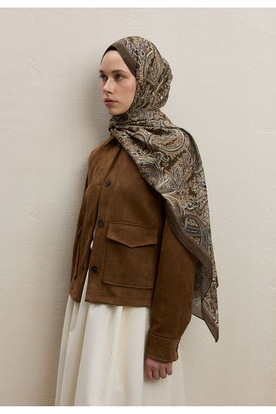 Fresh Dark Bohemian Pattern Shawl Khaki