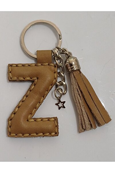 Durush Collection سلسلة مفاتيح من الجلد الحقيقي باللون البني الحليبي على شكل ...