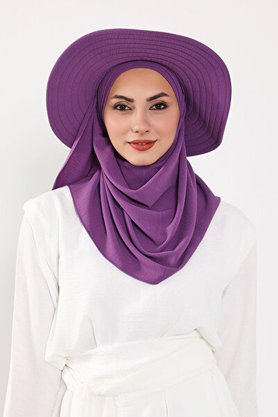 Aisha's Design Practical Shawl Turban with Detachable Bow on the Back Hat,Ss-2A,Purple 2