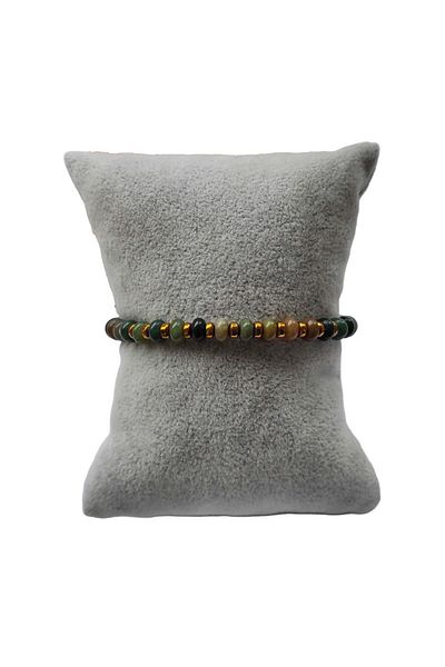 ByKolyeucum 6 mm Indian Agate Stone and Hematite Braided Macrame Adjustable Bracelet
