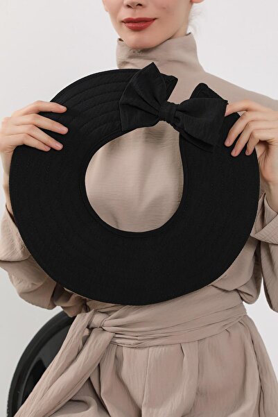 Aisha's Design Πρακτικό τουρμπάνι σάλι με αποσπώμενο καπέλο με φιόγκο στην πλάτη, SS-2A, Μαύρο