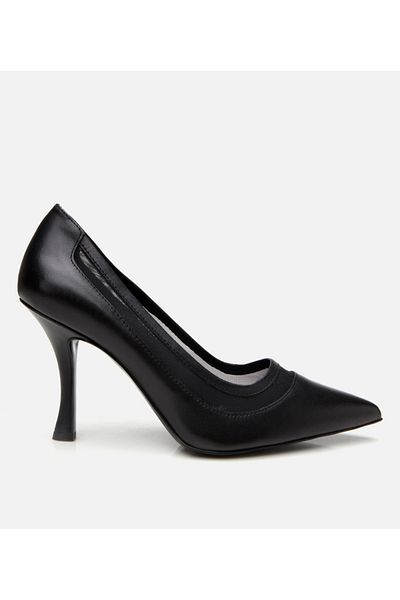 Hotiç Piele de damă neagră transparentă cu detaliu stiletto