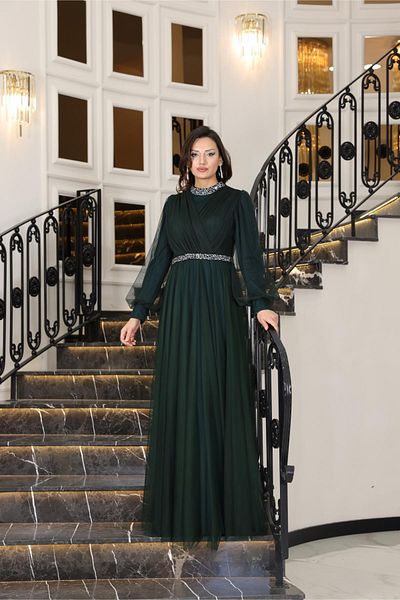 SUBU TASARIM Sena Evening Dress Emerald Tbsfvm210 Model Men's Shoes