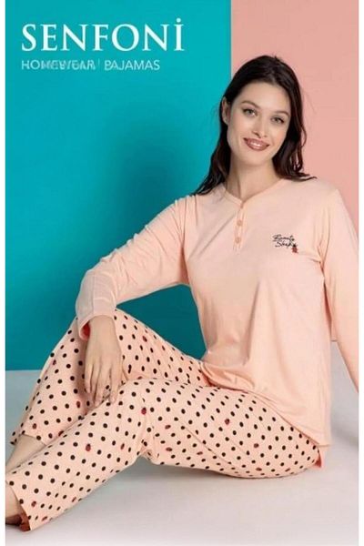 DoDe Flora Women's Combed Cotton Long Sleeve Pajama Set Symphony - 10223
