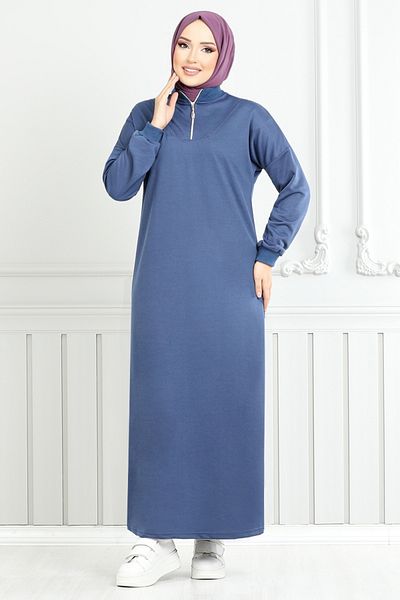 ModaMerve Rochie cu fermoar de la sport la diferit - 13366ETT902-M Indigo