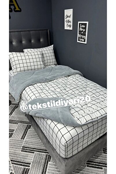 Violacasa Single Welsoft Pufidik Sleeping Set (With Elastic Sheet) White Square