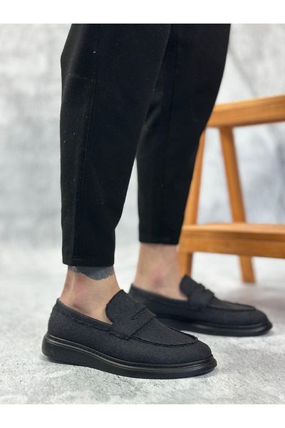 BOA Ba0355 Laceless Linen Black Sole Classic Corcik Men's Shoes