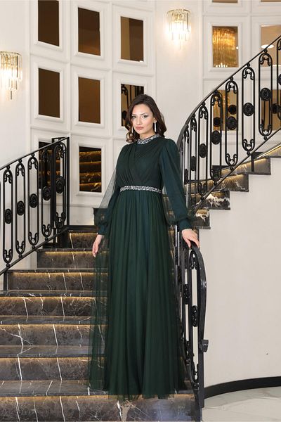 SUBU TASARIM Sena Evening Dress Emerald Tbsfvm210 Model Men's Shoes