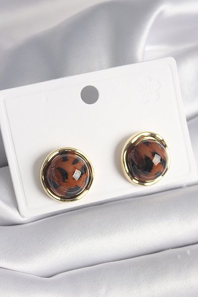 Skygo Brass Gold Color Circle Tiger Pattern Model Women's Earrings - Tj-Bkp9725