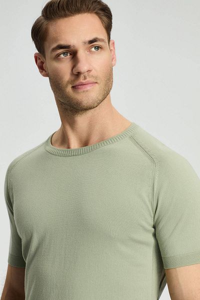 Hemington Crew Neck Green Giza Cotton Knitwear T-Shirt