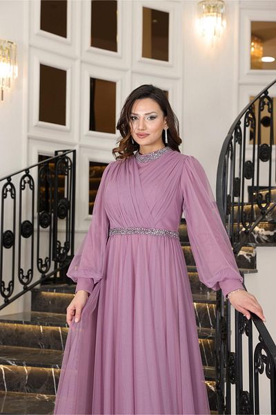 SUBU TASARIM Lilac Sena Evening Dress Tbsfvm210 Model Number
