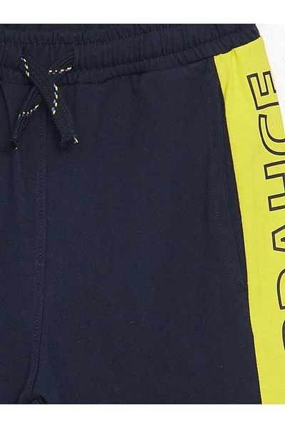 LC Waikiki Lcw Kids Navy Blue Elastic Waist Yellow Navy Blue Printed Boys Shorts