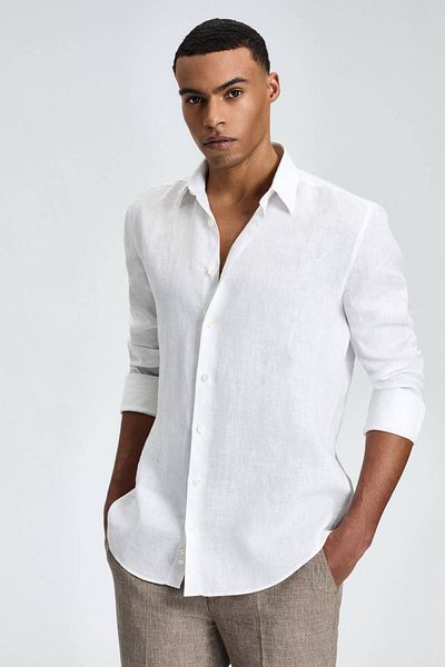 Hemington White Pure Linen Sports Shirt