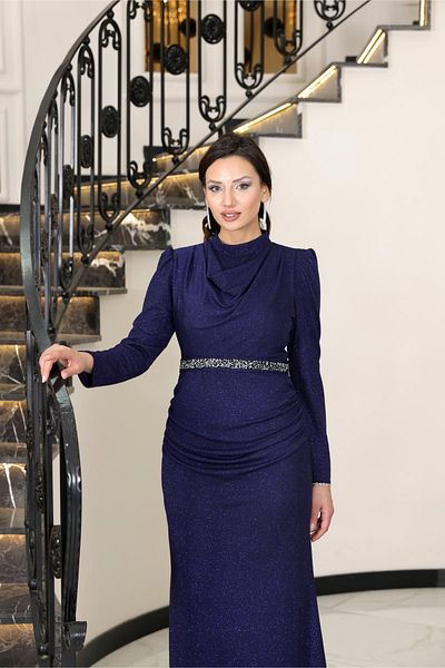 SUBU TASARIM Navy Blue Tbsfvm208 Dilara Evening Dress