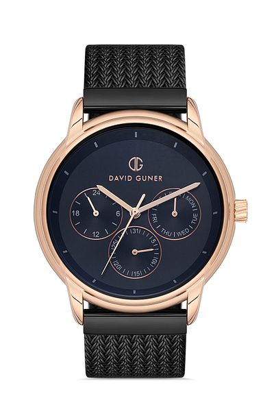 DAVID GUNER Rose Black Coated Black Dial Men's Wristwatch Dg-8294Gc-R2