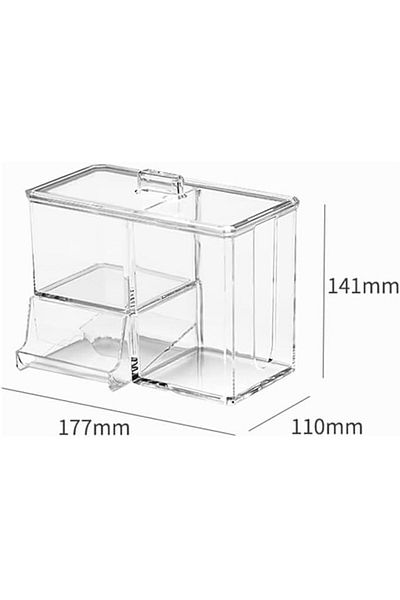 COOYA 4-Grid Qtip Holder,Cotton Pads and Cotton Ball Holder with Lid,Makeup Pad Box Cosmetic Storage Case
