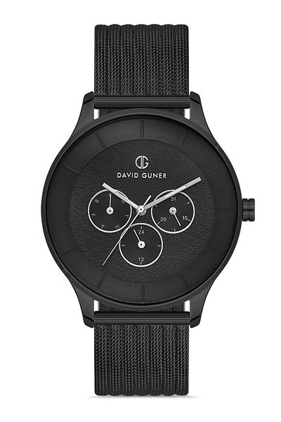 DAVID GUNER Men's Wristwatch Dg-8246Gc-G2 with Black Dial in Black Coated