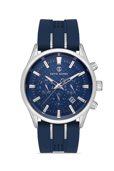 DAVID GUNER Men's Wristwatch with Navy Blue Dial Silicone Band - Dg-8271Gd-L3