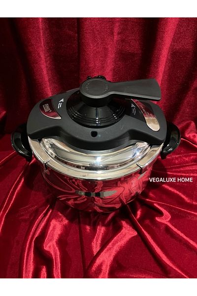 FMS Venus Twin 5 7 Liter Casserole Pressure Cooker Set Glass Lid Black