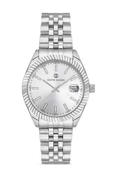 DAVID GUNER Women's Wristwatch Dg-8058La-A1 with Silver Coated White Dial
