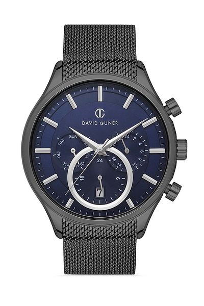 DAVID GUNER Gun Coated Blue Dial Men's Wristwatch Dg-8257Gc-V3