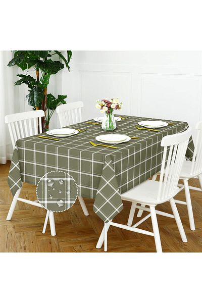 Evim Canvas Tual Oil Green Liquid Proof Stain Resistant Table Cloth