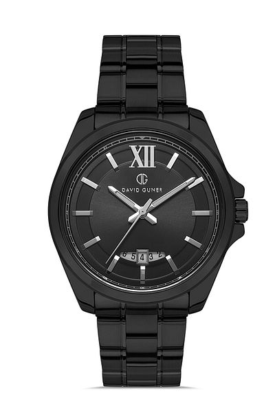 DAVID GUNER Men's Black Dial Black Plated Calendar Wristwatch - Dg-8071Ga-G2