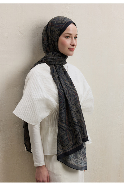 Fresh Dark Bohemıan Desen Şal Lacivert