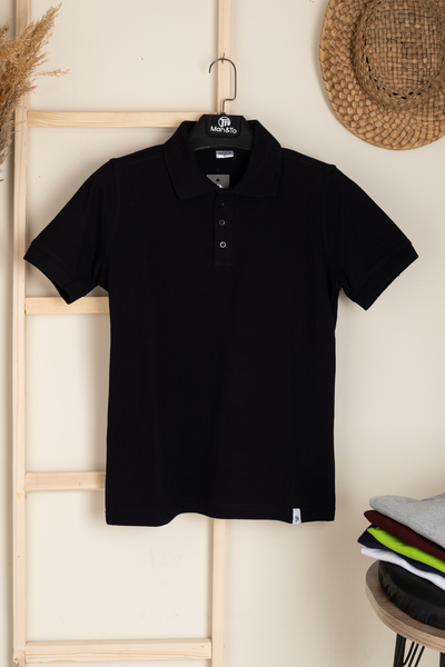 MAN&TO Men's Black Polo Neck T-Shirt – 100% Cotton, Relaxed Fit, Stylish and ...