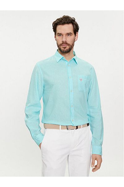 Guess Fluidní pánská lněná směs Regular Fit košile