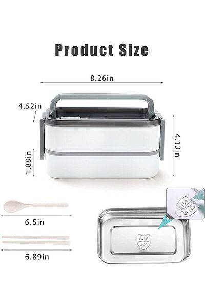 COOYA Lunch Box, 304 Stainless Steel, 2 Compartments, Leak Proof, Microwave and Dishwasher Safe, BPA Free