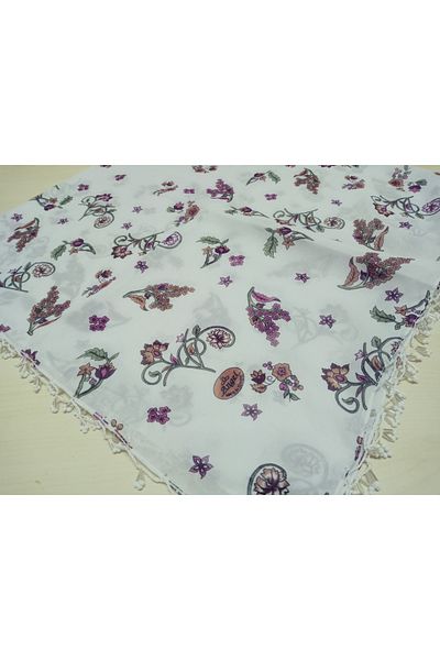 hoaryage Yemeni Tulle Hand Oyası - Φουλάρι με μοτίβο, χάντρες και 4 άκρες