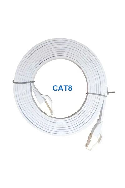 Choice كابل إيثرنت Cat8 أبيض بطول 3 أمتار، كابل شبكة محلية مسطح عالي السرعة RJ45 بسرعة 40 جيجابت في الثانية و2000 ميجاهرتز، مناسب لمسار الشبكات المنزلية