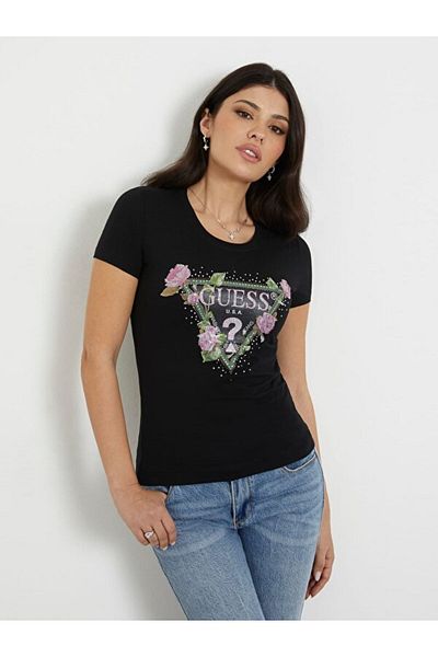 Guess Tricou Floral Triangl pentru damă, slim fit