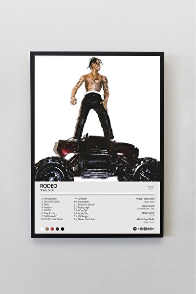 Sticksy Travis Scott Rodeo Albümü Çerçevesiz Albüm Tasarımlı Spotify Poster