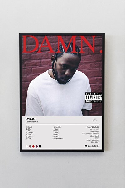 Sticksy Kendrick Lamar Damn Albümü Çerçevesiz Albüm Tasarımlı Spotify Poster