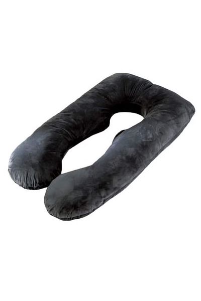 COOYA U Shaped Maternity Pillow,with Removable Velvet Cover Cotton,Grey 55.9x28inch