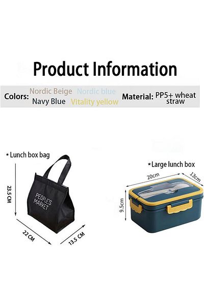 COOYA Bento Box, 1500ml Portable Leakproof Lunch Box, Food Storage Box, With Tableware (Green)