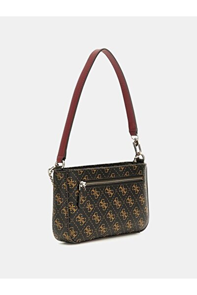 Guess NOELLE MINI TOP ZIP SHOULDER Damska brązowa mini torebka HWQL7879720-BRO