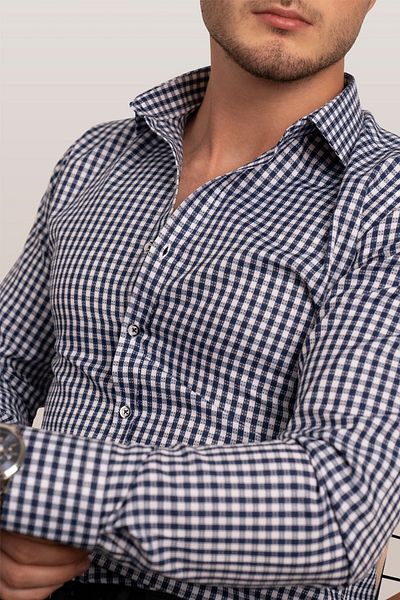 Etikmen Λευκό Navy Blue καρό ανδρικό πουκάμισο σε συσκευασία δώρου